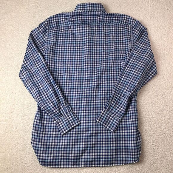 Ermenegildo Zegna Shirt Mens Medium Blue Plaid Check Long Sleeve‎ Button Up - Picture 2 of 13